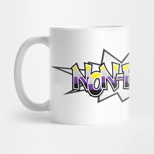 Halftone Non-Binary Pride Typography with Flag Background Mug